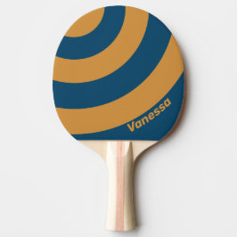 Retro Royal Gold Drie Cirkel Streep met Naam Tafeltennisbatje