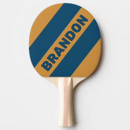 Retro Royal Gold Drie Dikke Strepen met Naam Tafeltennisbatje