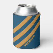 Retro Royal Gold Drie strepen met naam Blikjeskoeler (Blikje Voorkant)