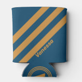 Retro Royal Gold Drie strepen met naam Blikjeskoeler (Achterkant)