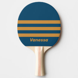 Retro Royal Gold Drie Strepen met Naam Tafeltennisbatje