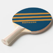 Retro Royal Gold Drie strepen met naam Tafeltennisbatje (Voorkant Gekanteld)