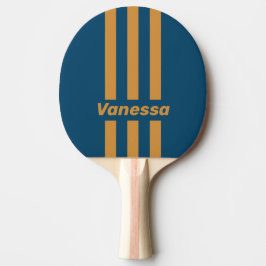 Retro Royal Gold Drie Strepen met Naam Tafeltennisbatje