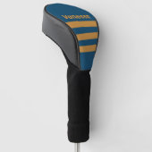 Retro Royal Goud Drie-rij Strepen met Naam Golfheadcover (Schuin)