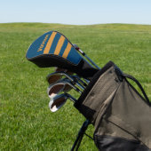 Retro Royal Goud Drie-rij Strepen met Naam Golfheadcover (Insitu)