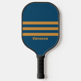 Retro Royal Goud Drie Strepen met Naam Pickleball Paddle