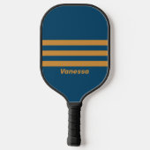 Retro Royal Goud Drie Strepen met Naam Pickleball Paddle (Achterkant)