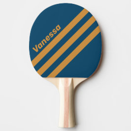 Retro Royal Goud Driehoekige Strepen met Naam Tafeltennisbatje