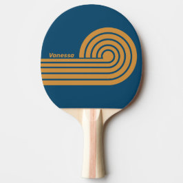 Retro Royal Goud Dubbele Krul Strepen met Naam Tafeltennisbatje