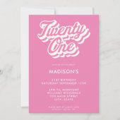 Retro Roze 21e verjaardag Kaart (Voorkant)