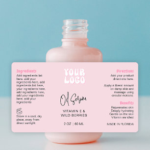 Retro Roze 2oz Druppelfles Omslaglabel Etiket