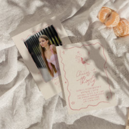 Retro Roze 30e juichen tot dertig foto verjaardag Kaart