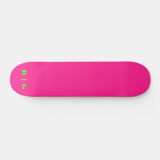 Retro Roze Aangepast monogram Initiaal Neon Groene Persoonlijk Skateboard (Horizontaal)