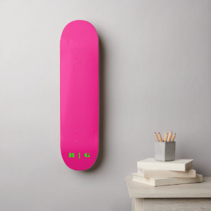 Retro Roze Aangepast monogram Initiaal Neon Groene Persoonlijk Skateboard