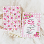 Retro Roze Aardbei Berry Sweet Baby Meisje Douche Kaart