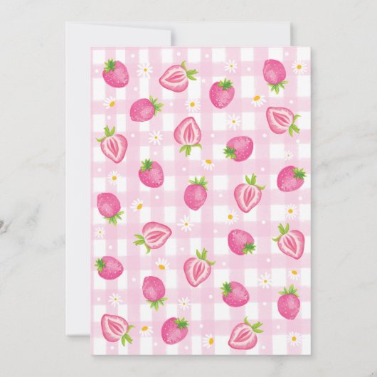 Retro Roze Aardbei Berry Sweet Baby Meisje Douche Kaart (Achterkant)