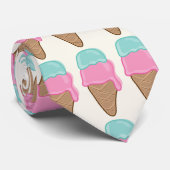 Retro Roze aardbei en Mint Ice-Cream Stropdas (Opgerold)