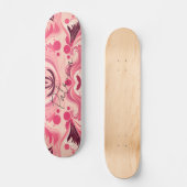 Retro Roze Abstract Bloemenkunst Girly  Persoonlijk Skateboard (Voorkant)