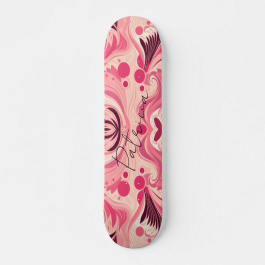 Retro Roze Abstract Bloemenkunst Girly  Persoonlijk Skateboard (Voorkant)