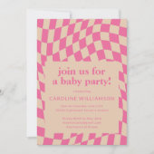 Retro Roze Abstract Checkerboard Baby shower Kaart (Voorkant)