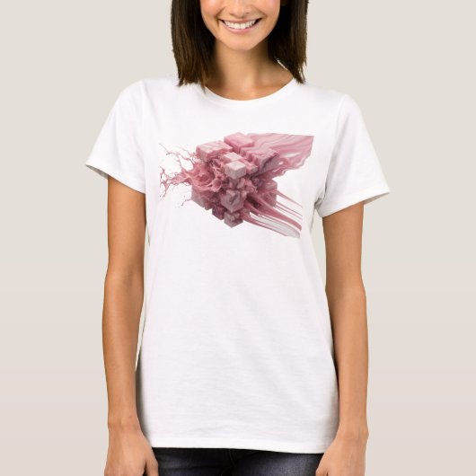 Retro Roze Abstracte Kubussen Visueel Ontwerp T-shirt (Voorkant)