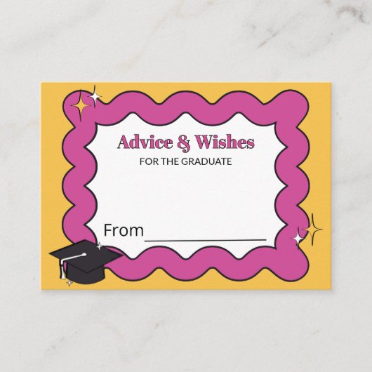 Retro roze advies & wensen afstuderen informatiekaartje (Voorkant)