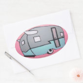 Retro Roze Airstream Trailer Ovale Sticker (Envelop)
