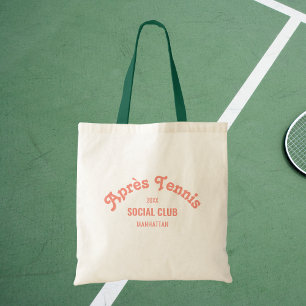 Retro Roze Après Tennis Social Club Groene Handgre Tote Bag