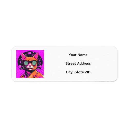 Retro Roze Atomcat Retouradreslabel Etiket (Voorkant)