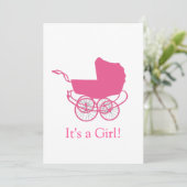 Retro Roze Baby aankondiging (Staand voorkant)