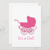 Retro Roze Baby aankondiging (Voorkant / Achterkant)