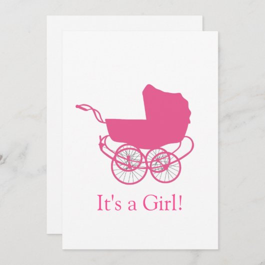 Retro Roze Baby aankondiging (Voorkant / Achterkant)