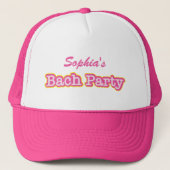 Retro Roze Bach-feestnaam Trucker Pet (Voorkant)