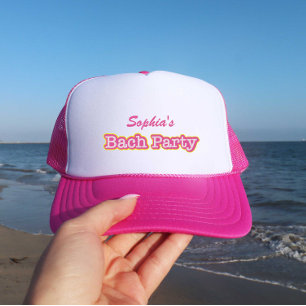 Retro Roze Bach Party Naam Trucker Pet