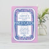 Retro Roze Bachelorette Party  Sardine Vis Kaart (Staand voorkant)