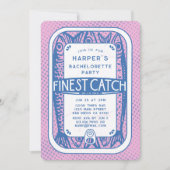 Retro Roze Bachelorette Party  Sardine Vis Kaart (Voorkant)