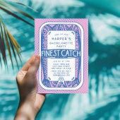 Retro Roze Bachelorette Party  Sardine Vis Kaart