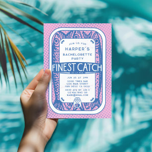 Retro Roze Bachelorette Party  Sardine Vis Kaart