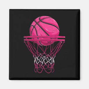 Retro Roze Basketbal Ontwerp Voor Vrouwen Meisjes Magneet
