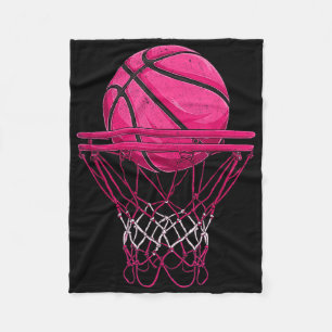 Retro roze basketbalontwerp voor vrouwen meisjes fleece deken