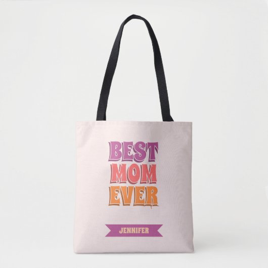 Retro Roze Beste Moeder Ooit Aangepaste Naam Kleur Tote Bag (Voorkant)