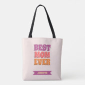 Retro Roze Beste Moeder Ooit Aangepaste Naam Kleur Tote Bag (Achterkant)