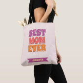 Retro Roze Beste Moeder Ooit Aangepaste Naam Kleur Tote Bag (Dichtbij)