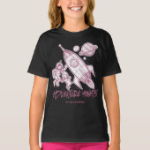 Retro Roze Black Space Travel Rocket Astronaut T-shirt (Voorkant)