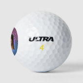 Retro Roze Blauw Gradient Zebra Stripe Foto Lijst Golfballen (Logo)