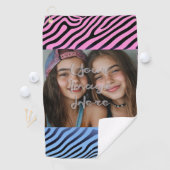 Retro Roze Blauw Gradient Zebra Stripe Foto Lijst Golfhanddoek (Insitu)