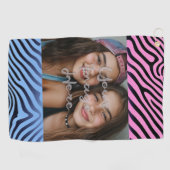 Retro Roze Blauw Gradient Zebra Stripe Foto Lijst Golfhanddoek (Horizontaal)