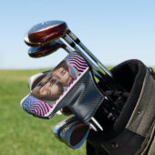 Retro Roze Blauw Gradient Zebra Stripe Foto Lijst Golfheadcover (Insitu)