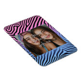 Retro Roze Blauw Gradient Zebra Stripe Foto Lijst Magneet (Rechterzijde)