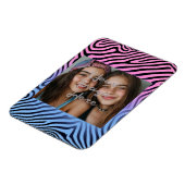 Retro Roze Blauw Gradient Zebra Stripe Foto Lijst Magneet (Linkerzijde)